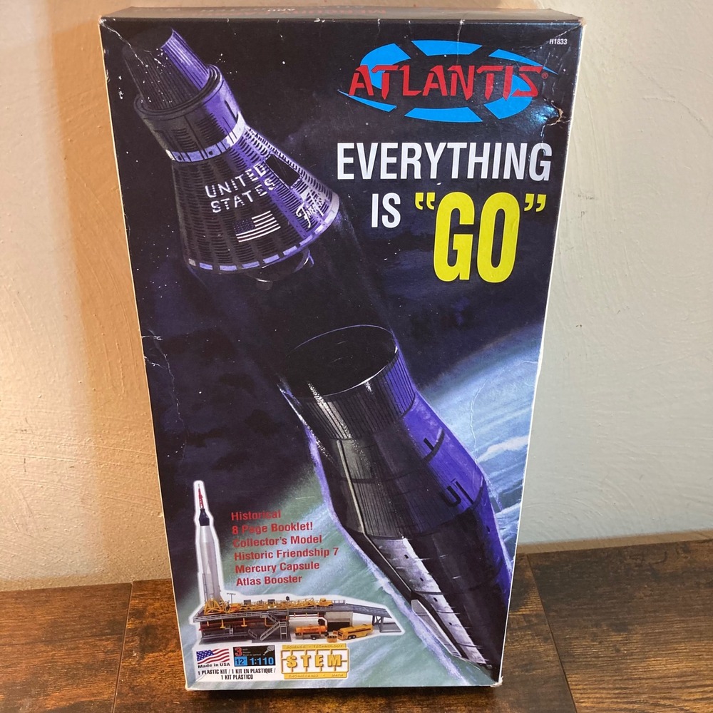 Atlantis Everything is GO Mercury Capsule Atlas Booster 1:110 Model Kit H1833